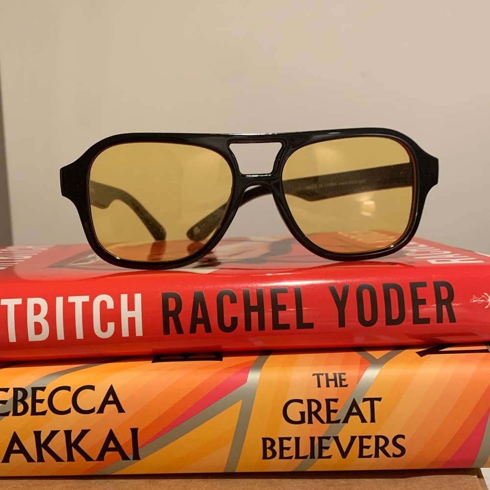 Trendy ASOS Navigator Sunglasses w/ yellow lenses